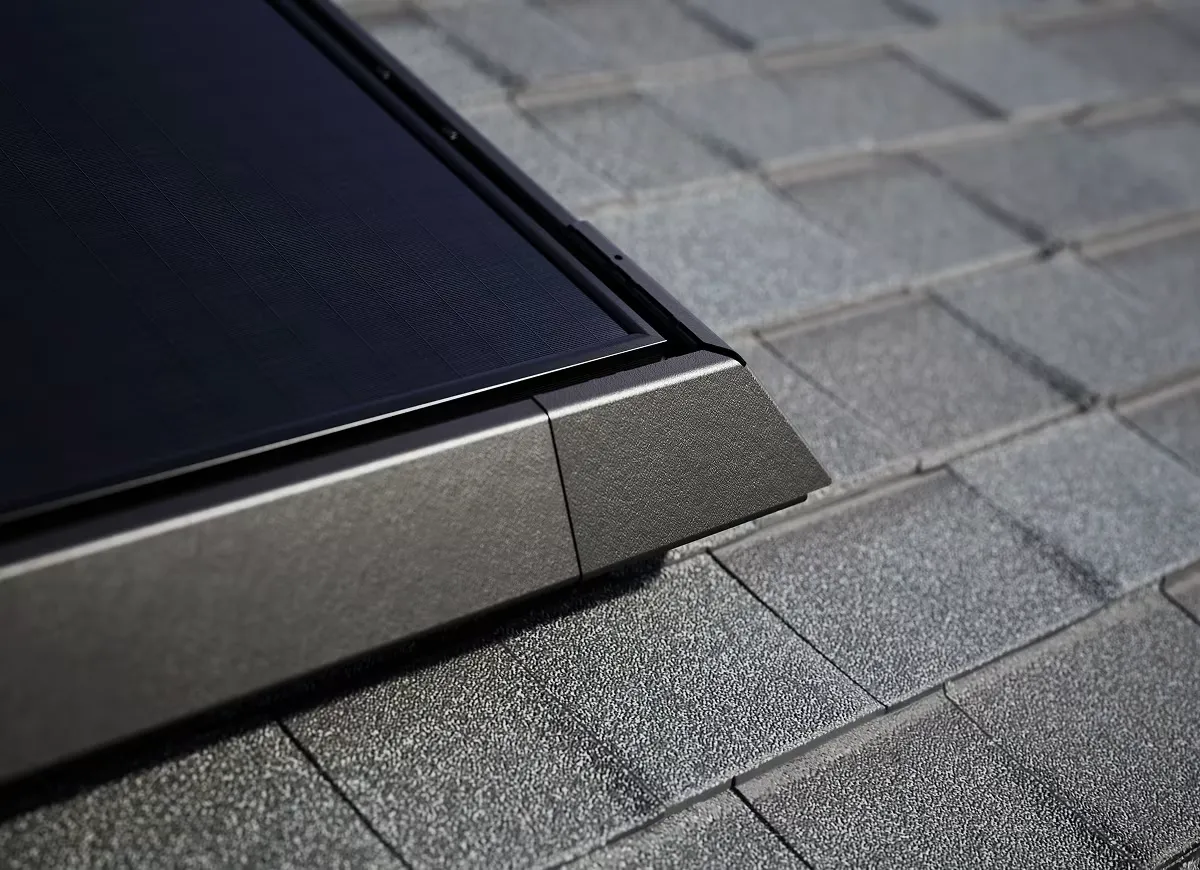 Low-profile solar panels mounted close to the roofline